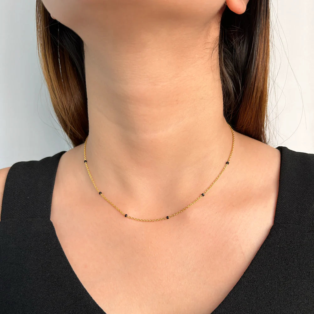 DIY with Black Bunch Beads Multiple Stacking Necklace