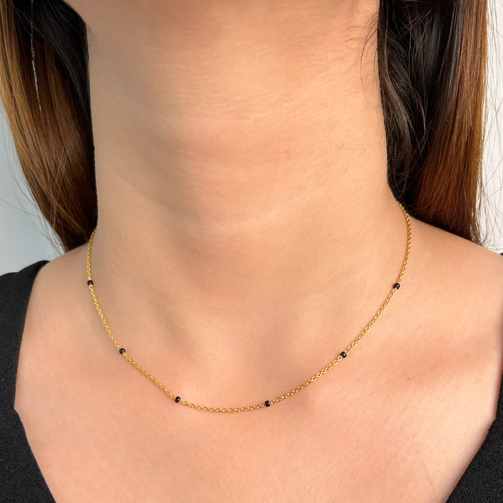 DIY with Black Bunch Beads Multiple Stacking Necklace