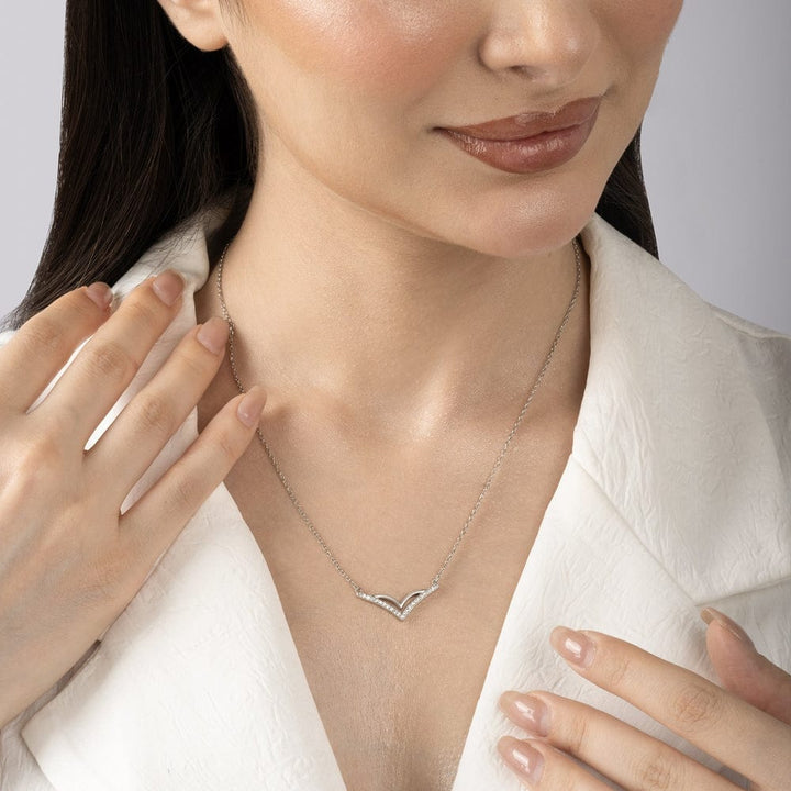 Signature V-Shaped Pendant with Link Chain – Modern Geometric Jewelry for Women & Girls