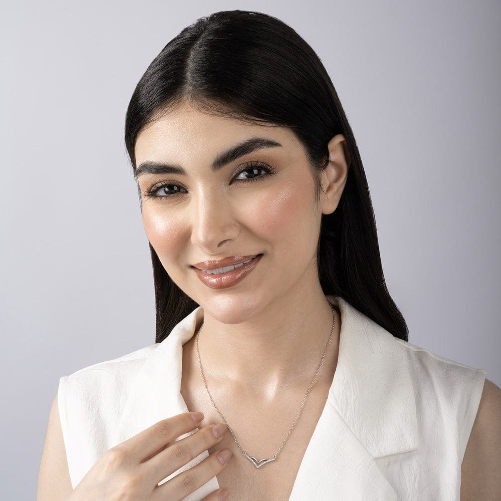Signature V-Shaped Pendant with Link Chain – Modern Geometric Jewelry for Women & Girls