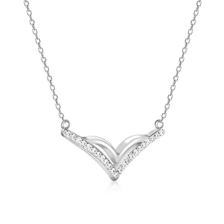 Signature V-Shaped Pendant with Link Chain – Modern Geometric Jewelry for Women & Girls
